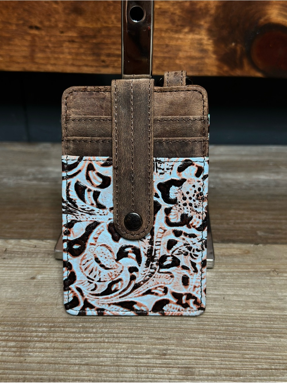 Myra Compact Card Holder Embossed Leatherr Wallet NWT